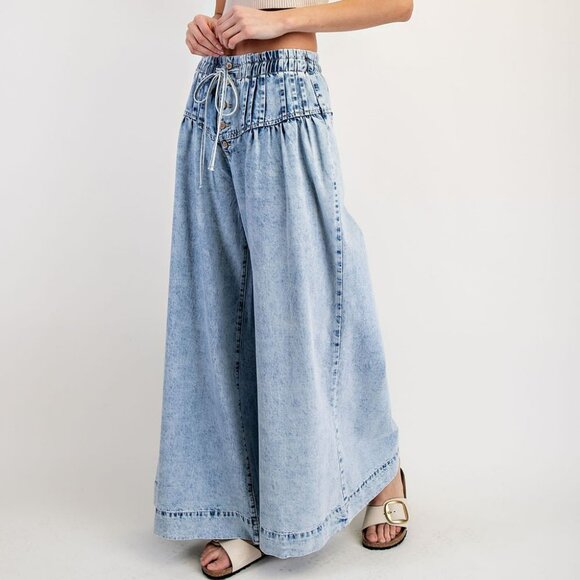 NWT ee:some Mineral-Washed Wide Leg Denim Pants โ Light Wash - Picture 5 of 16